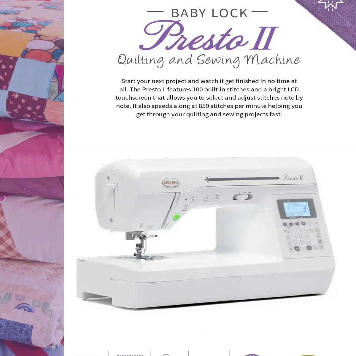 Baby Lock Presto II Sewing & Quilting Machine - Image 3